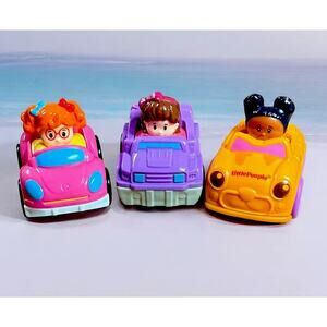 Fisher Price Little People Wheelies Cars Vehicles Lot of 3- Elena Mia Tessa